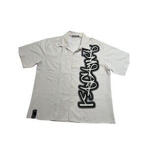 CLOCKHOUSE Kagawa Button Front Shirt in White Black